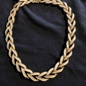 Napier Vintage Gold and Cream Herringbone Necklace